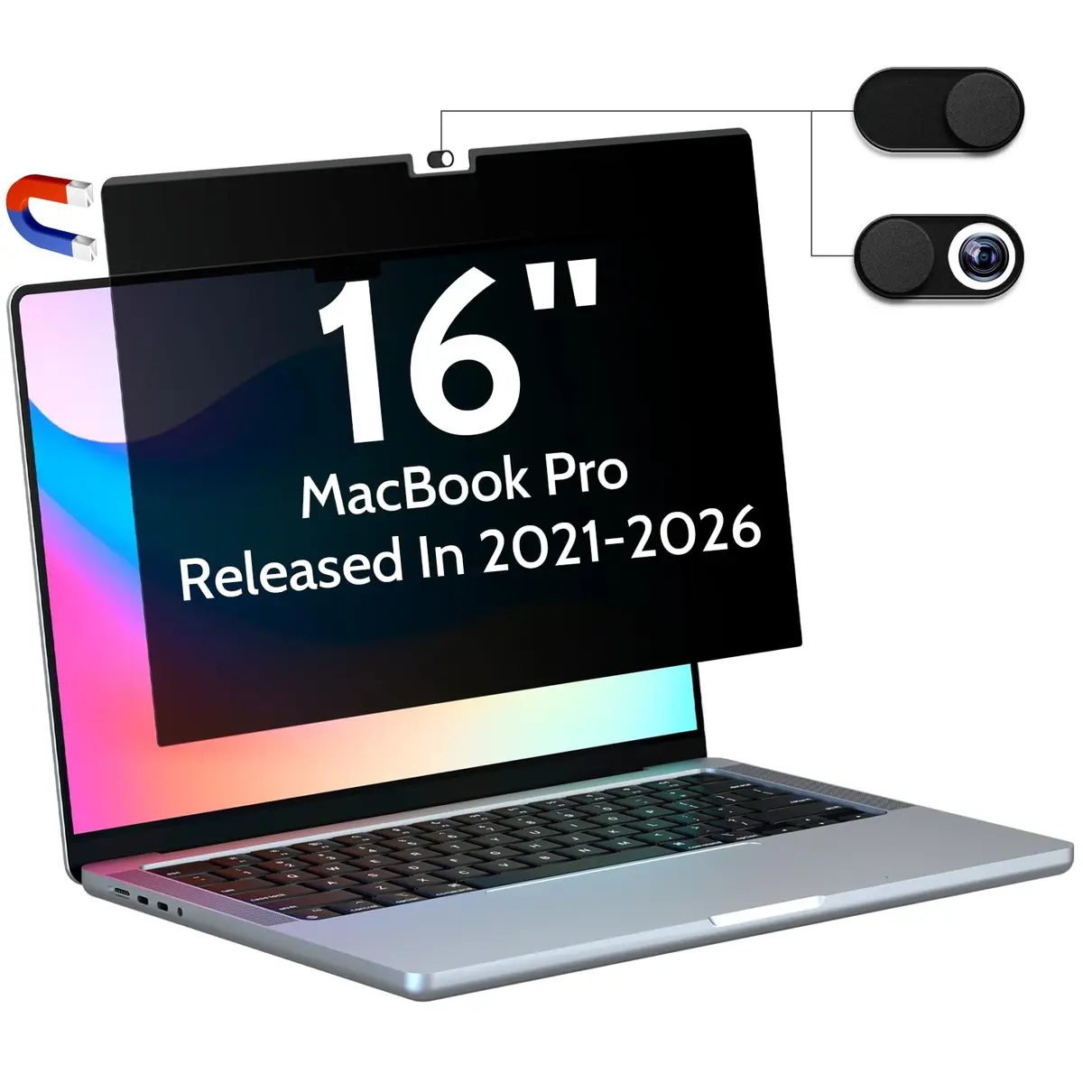 Peslv Magnetic Privacy Screen for MacBook Pro 16 Inch (2021-2026) | Anti-Blue Light, Anti-Glare, Removable Filter - main product image