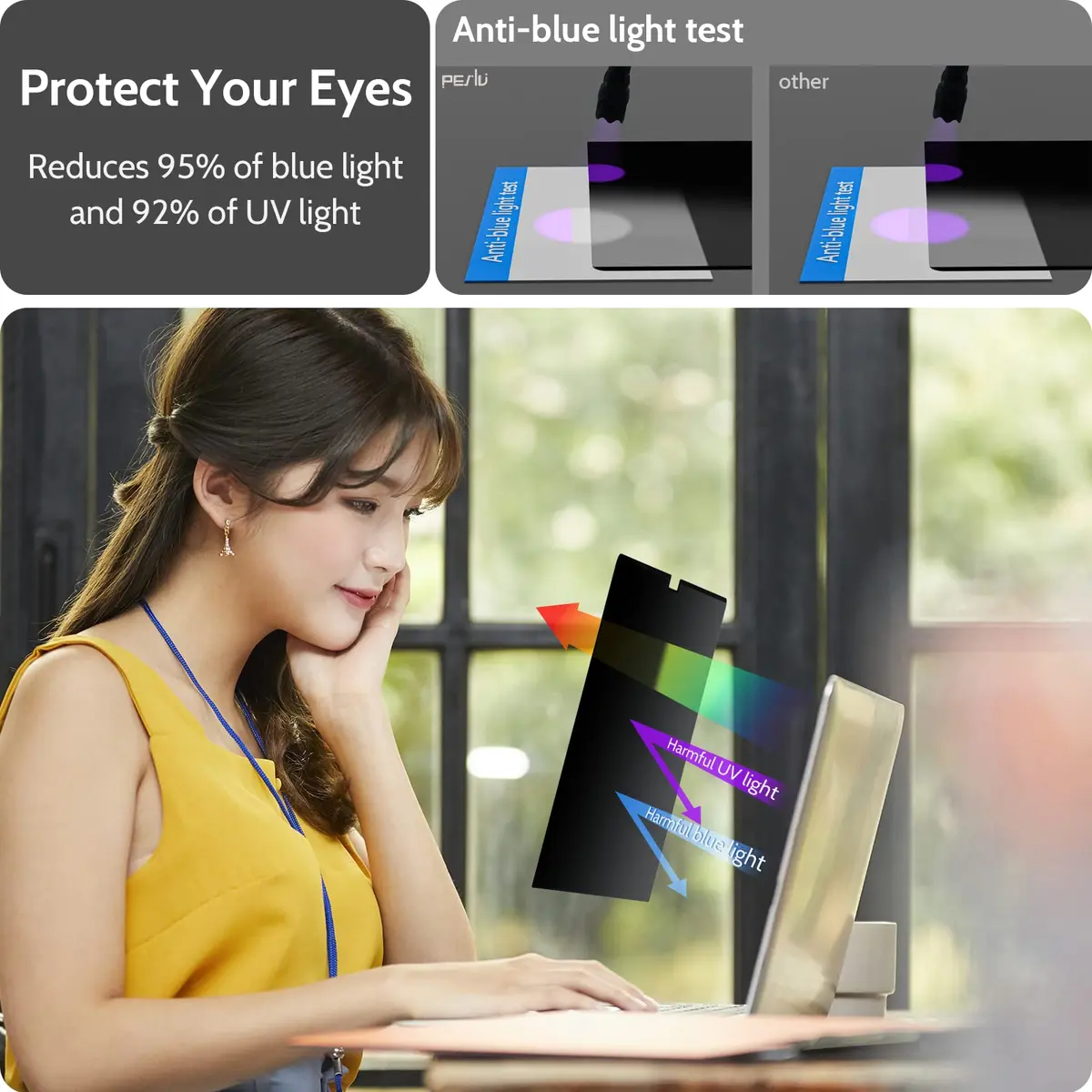 Peslv Magnetic Privacy Screen for MacBook Pro 16 Inch (2021-2026) | Anti-Blue Light, Anti-Glare, Removable Filter - view 5