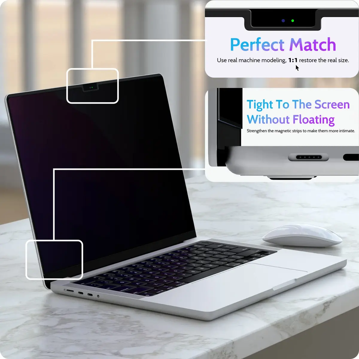 Peslv Magnetic Privacy Screen for MacBook Pro 16 Inch (2021-2026) | Anti-Blue Light, Anti-Glare, Removable Filter - view 6