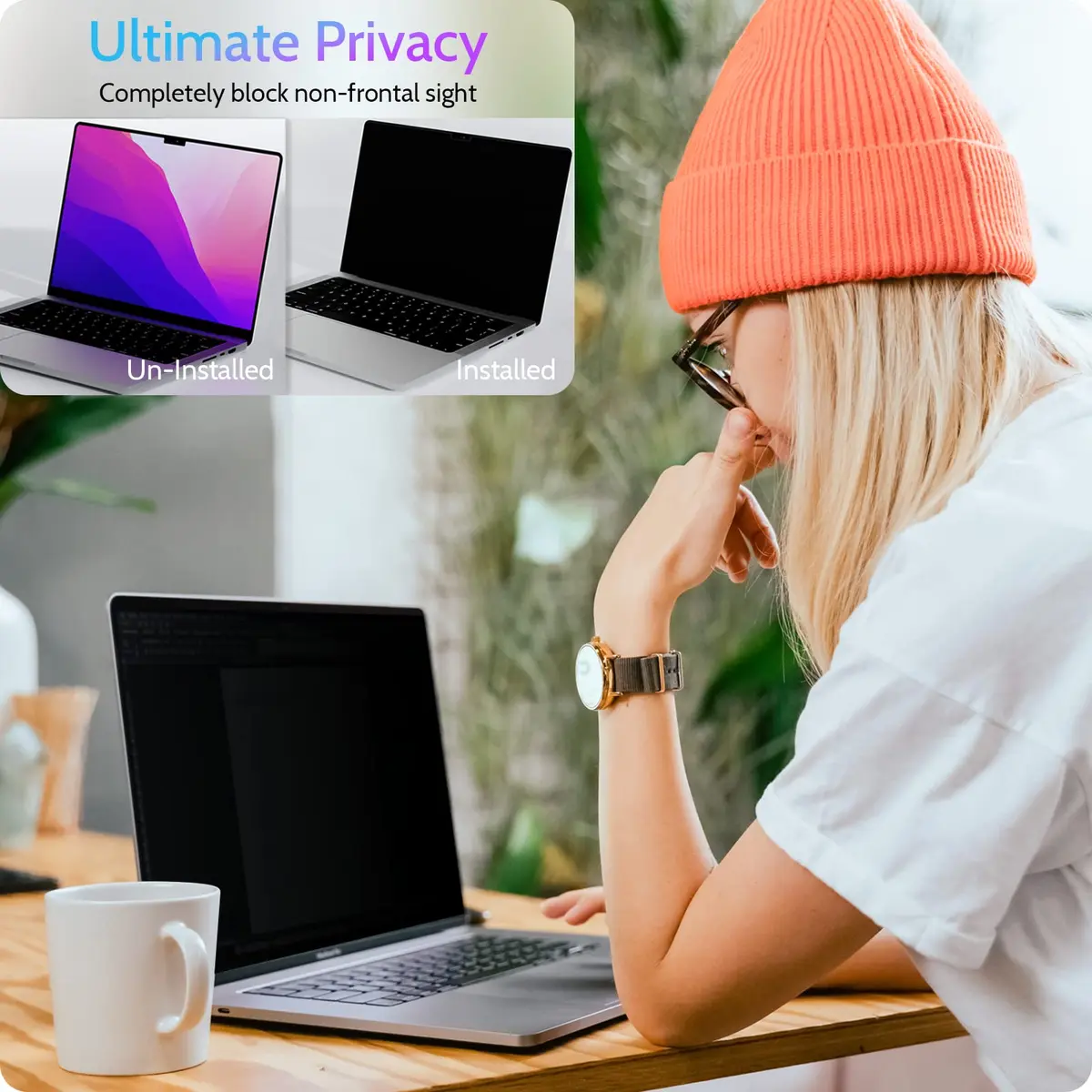 Peslv Magnetic Privacy Screen for MacBook Pro 16 Inch (2021-2026) | Anti-Blue Light, Anti-Glare, Removable Filter - view 2