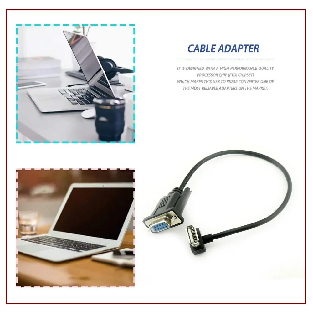 Vanki RS232 DB9 Female to USB 2.0 A Female Serial Cable Adapter 25cm | Copper, Black - view 2