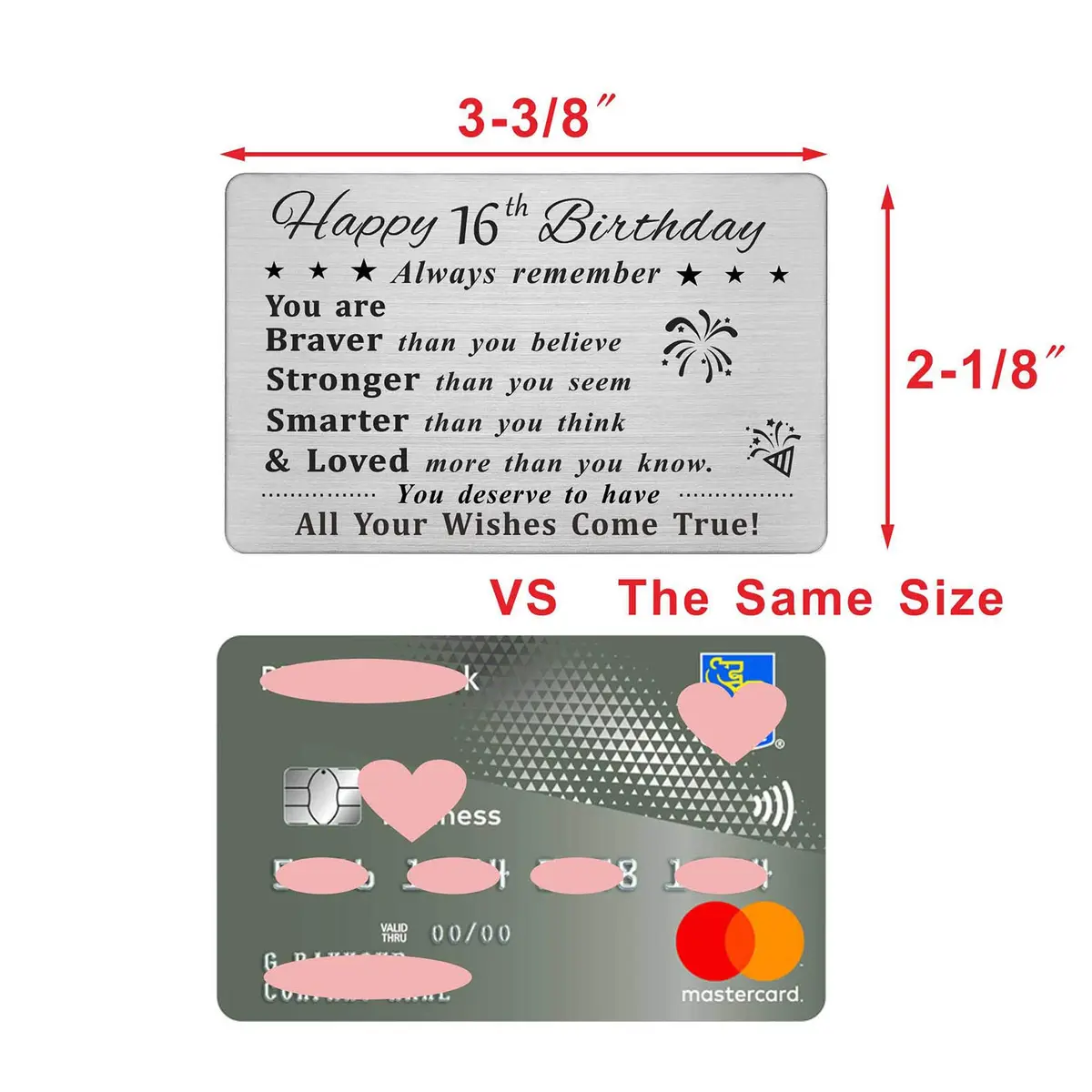 DEGASKEN Happy 16th Birthday Card 16th | Inspirational Steel Wallet Gift for Teens - view 2