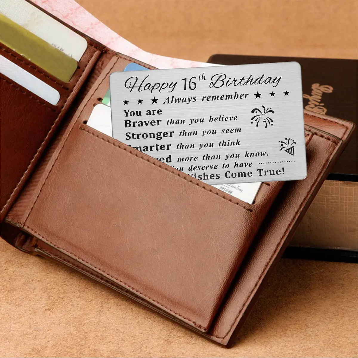 DEGASKEN Happy 16th Birthday Card 16th | Inspirational Steel Wallet Gift for Teens - view 3