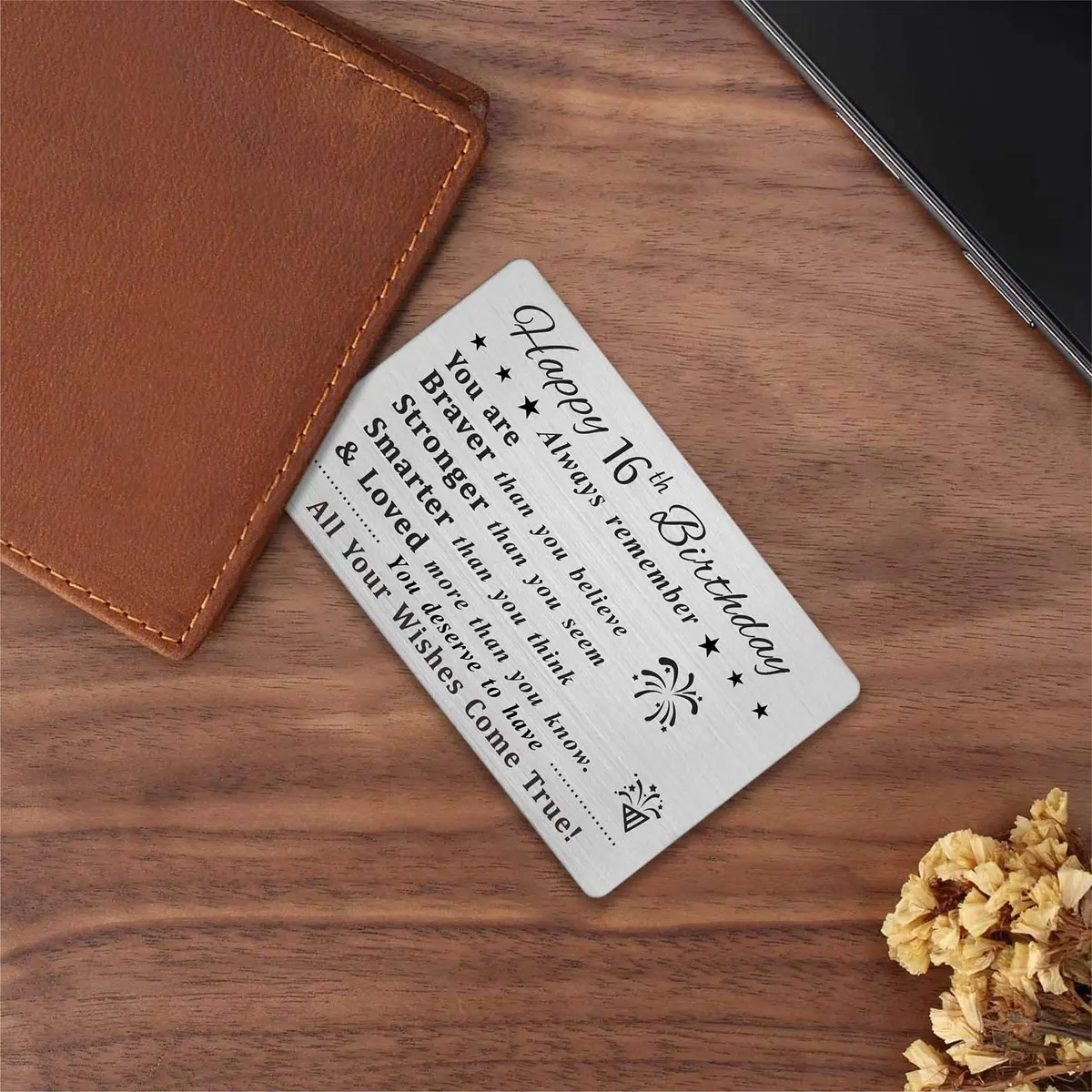 DEGASKEN Happy 16th Birthday Card 16th | Inspirational Steel Wallet Gift for Teens - view 4