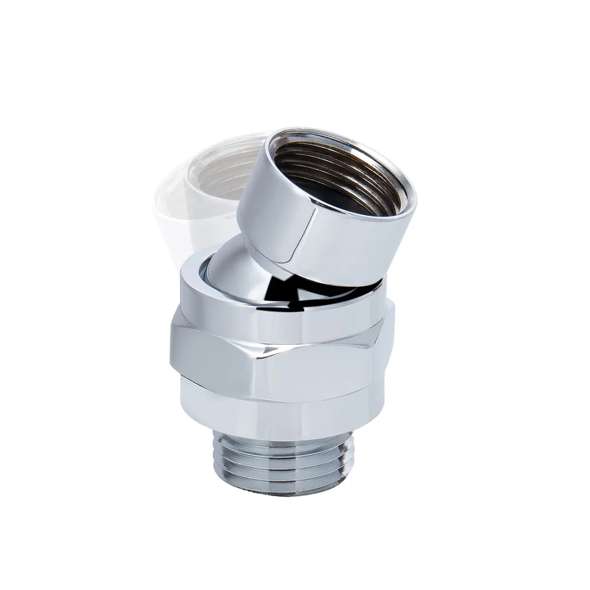 NearMoon Shower Head Swivel Ball Adapter - Solid Brass Connector with Chrome Finish | Adjustable Angle for Universal Shower Arms - main product image