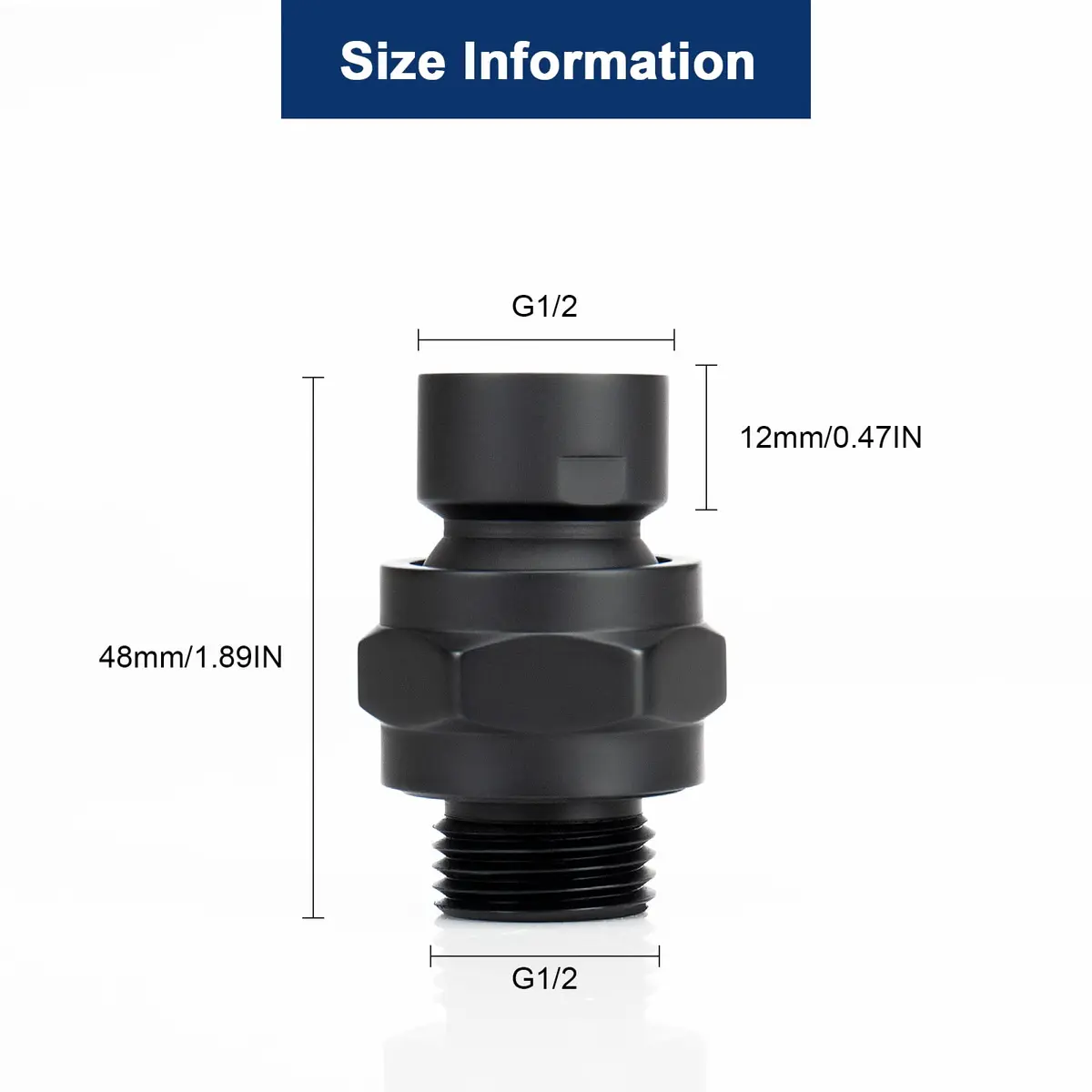 NearMoon Shower Head Swivel Ball Adapter Matte Black | Solid Brass Shower Connector Ball Joint Adjustable Universal Shower Arm Extension Component - view 3