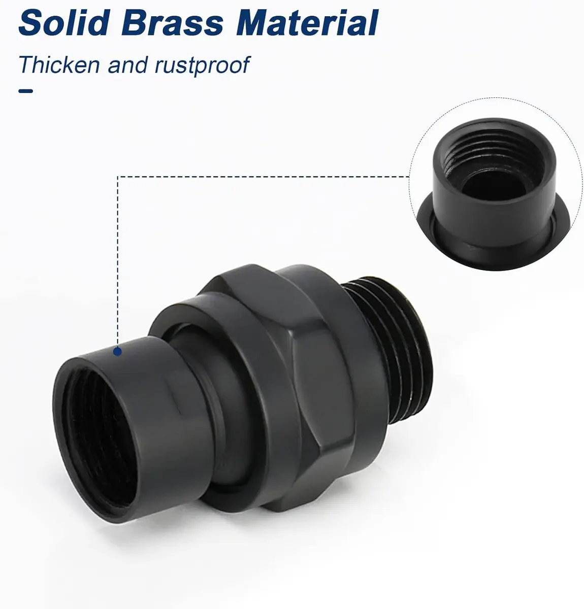 NearMoon Shower Head Swivel Ball Adapter Matte Black | Solid Brass Shower Connector Ball Joint Adjustable Universal Shower Arm Extension Component - view 4