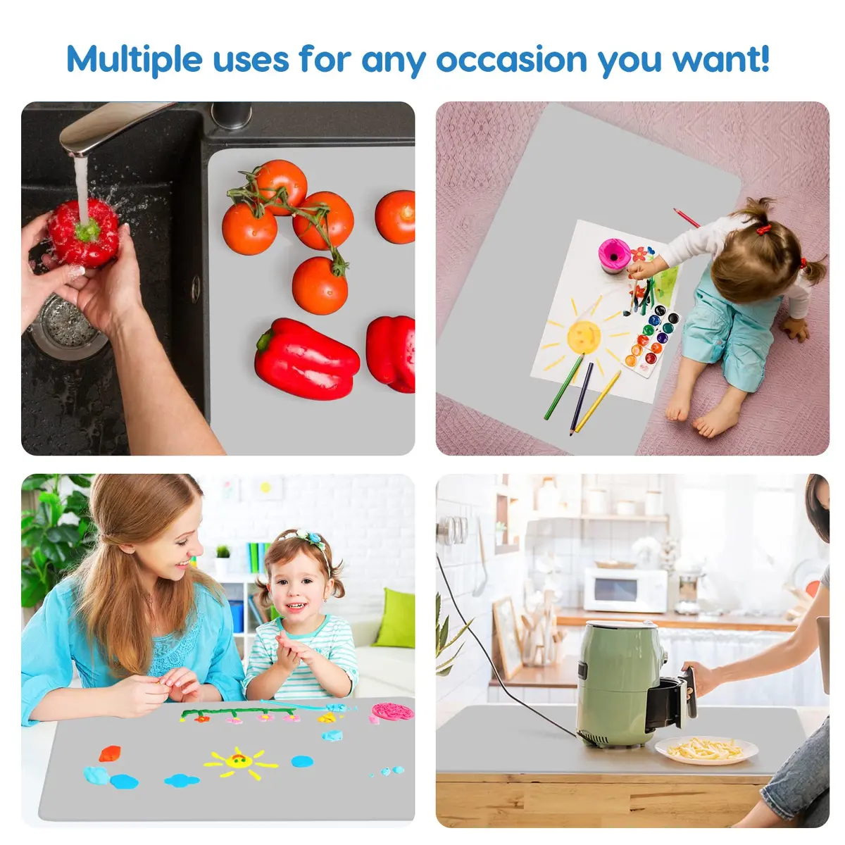 AECHY Extra Large Silicone Mat 91.4cm x 60cm (36"x24") | Thick Heat Resistant Countertop Protector for Crafts & Baking - view 4