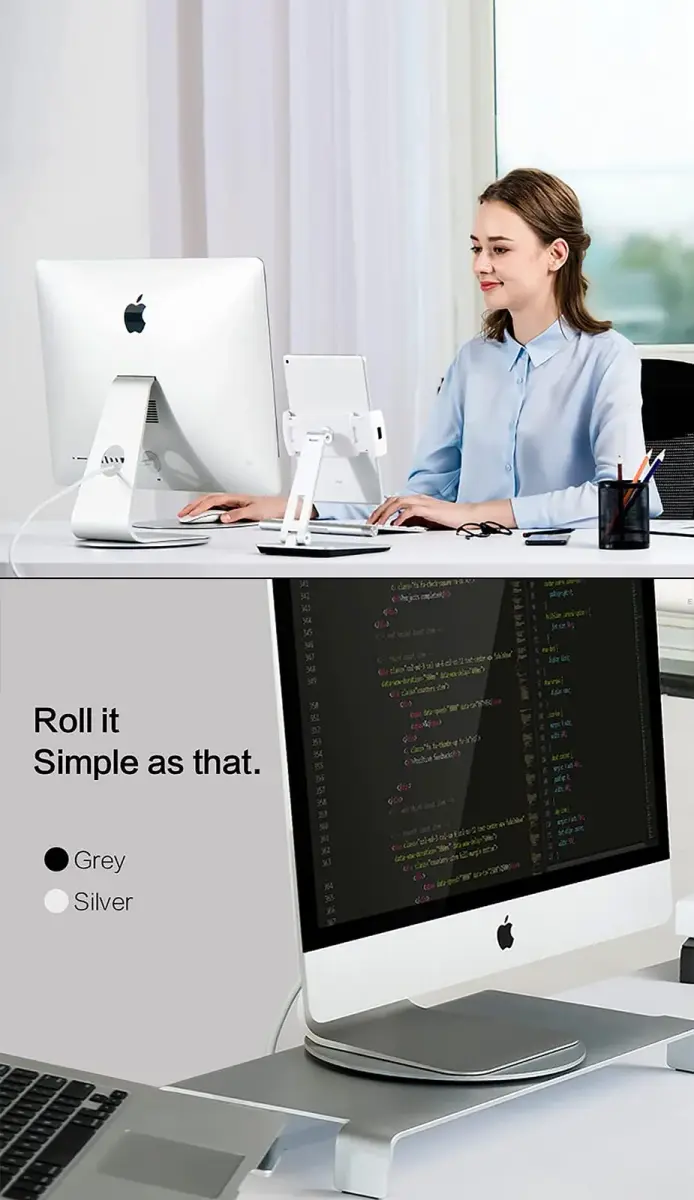 Yoqanr 360° Rotating Monitor Stand 220mm (8.66 inch) | Aluminum Alloy with Non-Scratch Silicon Feet - view 4