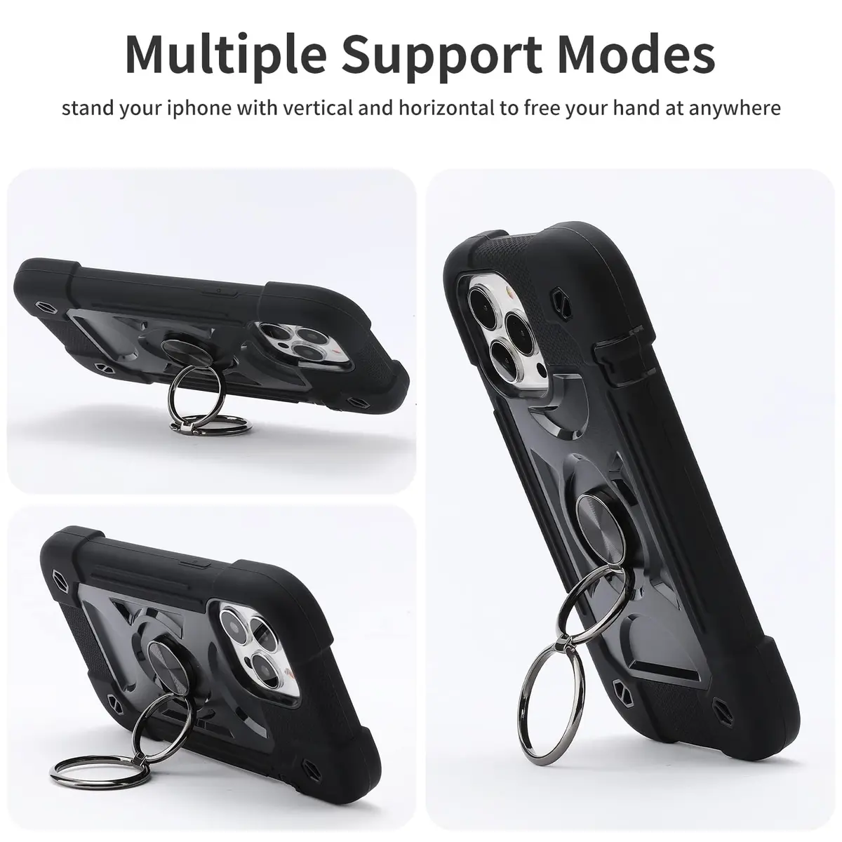 MARKILL Compatible with iPhone 13 Pro Max Case 6.7 Inch with Ring Stand, Heavy-Duty Military Grade Shockproof Phone Kids Cover for iPhone 13 Pro Max Black - view 5