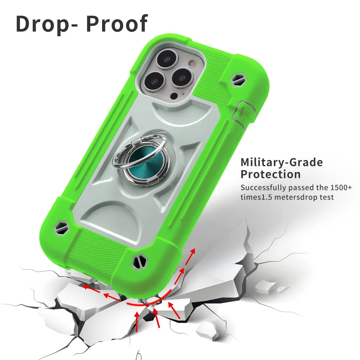 MARKILL iPhone 13 Pro Max Case 6.7" Heavy-Duty Shockproof with Ring Stand, Military Grade, Guava - view 2
