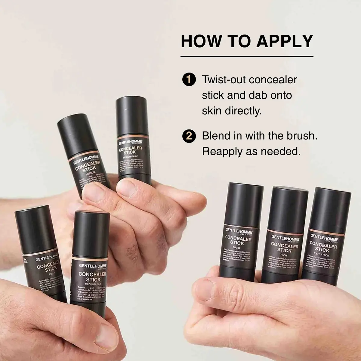 Gentlehomme Concealer Stick for Men - Medium - 0.28 Oz | Full Coverage, Buildable, All Skin Types - view 7