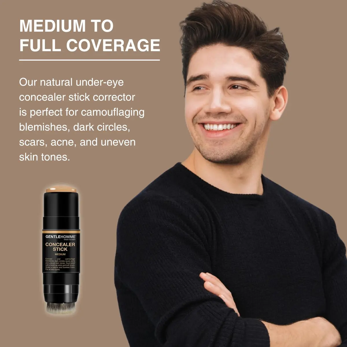 Gentlehomme Concealer Stick for Men - Medium - 0.28 Oz | Full Coverage, Buildable, All Skin Types - view 3