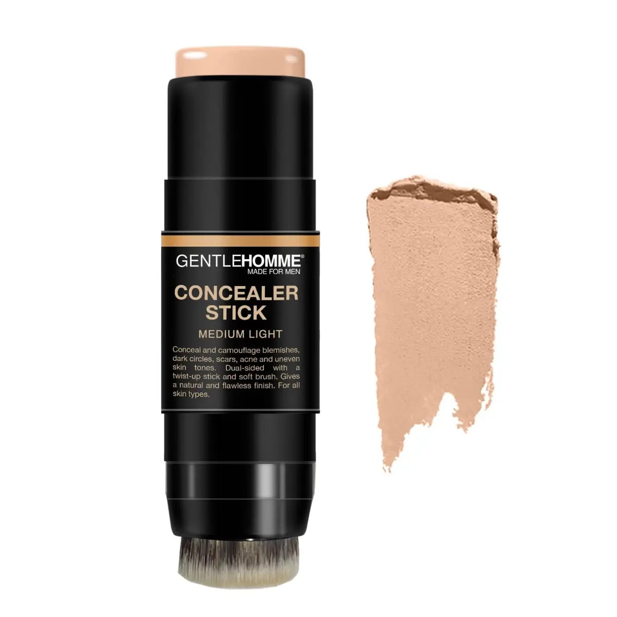 Gentlehomme Concealer Stick with Brush for Dark Circles, Medium Light | Full Coverage, Semi-Matte Finish - main product image