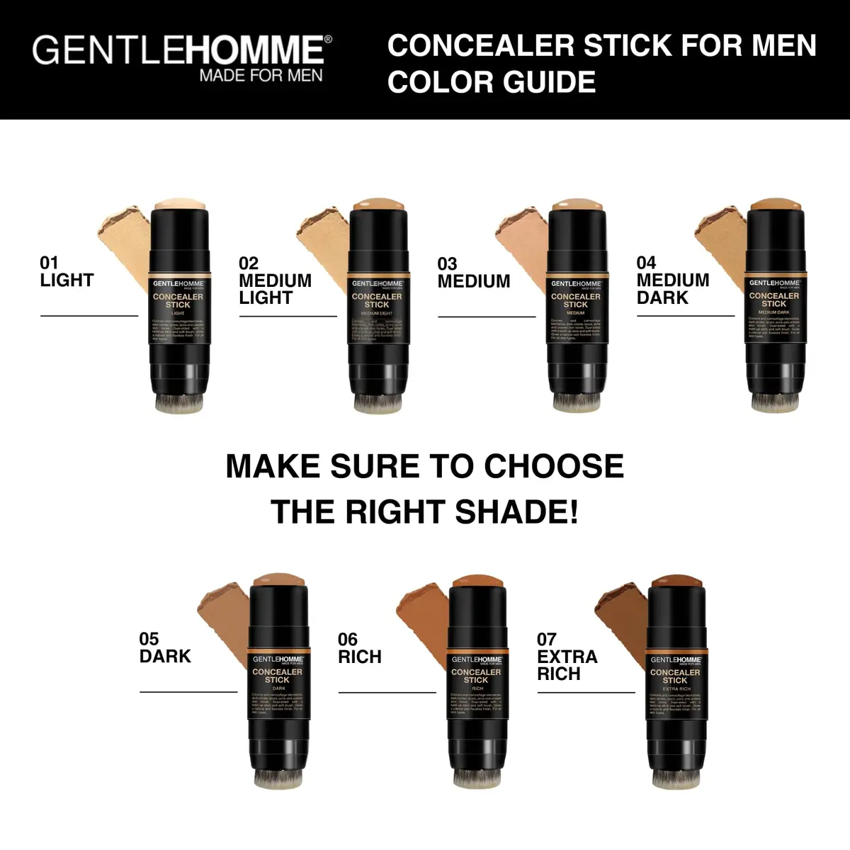 Gentlehomme Concealer Stick with Brush for Dark Circles, Medium Light | Full Coverage, Semi-Matte Finish - view 8