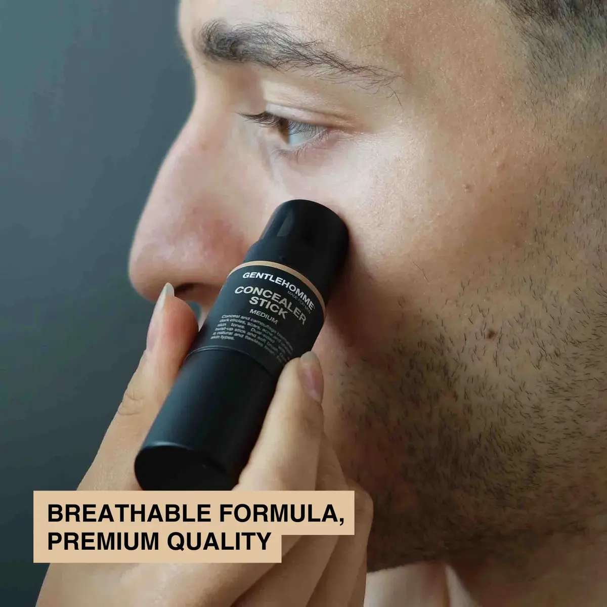 Gentlehomme Concealer Stick with Brush for Dark Circles, Medium Light | Full Coverage, Semi-Matte Finish - view 4