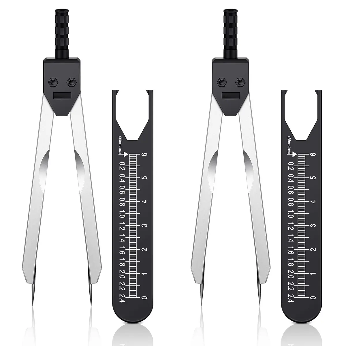 Frienda EKG Calipers Medical Caliper with Ruler, Black (2-Piece Set) | Stainless Steel, 7.05 Inch - main product image