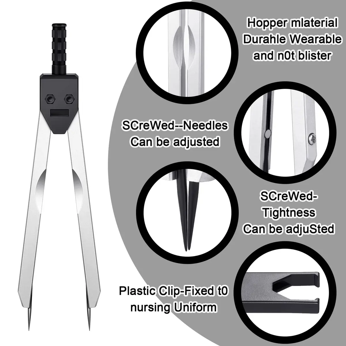 Frienda EKG Calipers Medical Caliper with Ruler, Black (2-Piece Set) | Stainless Steel, 7.05 Inch - view 3