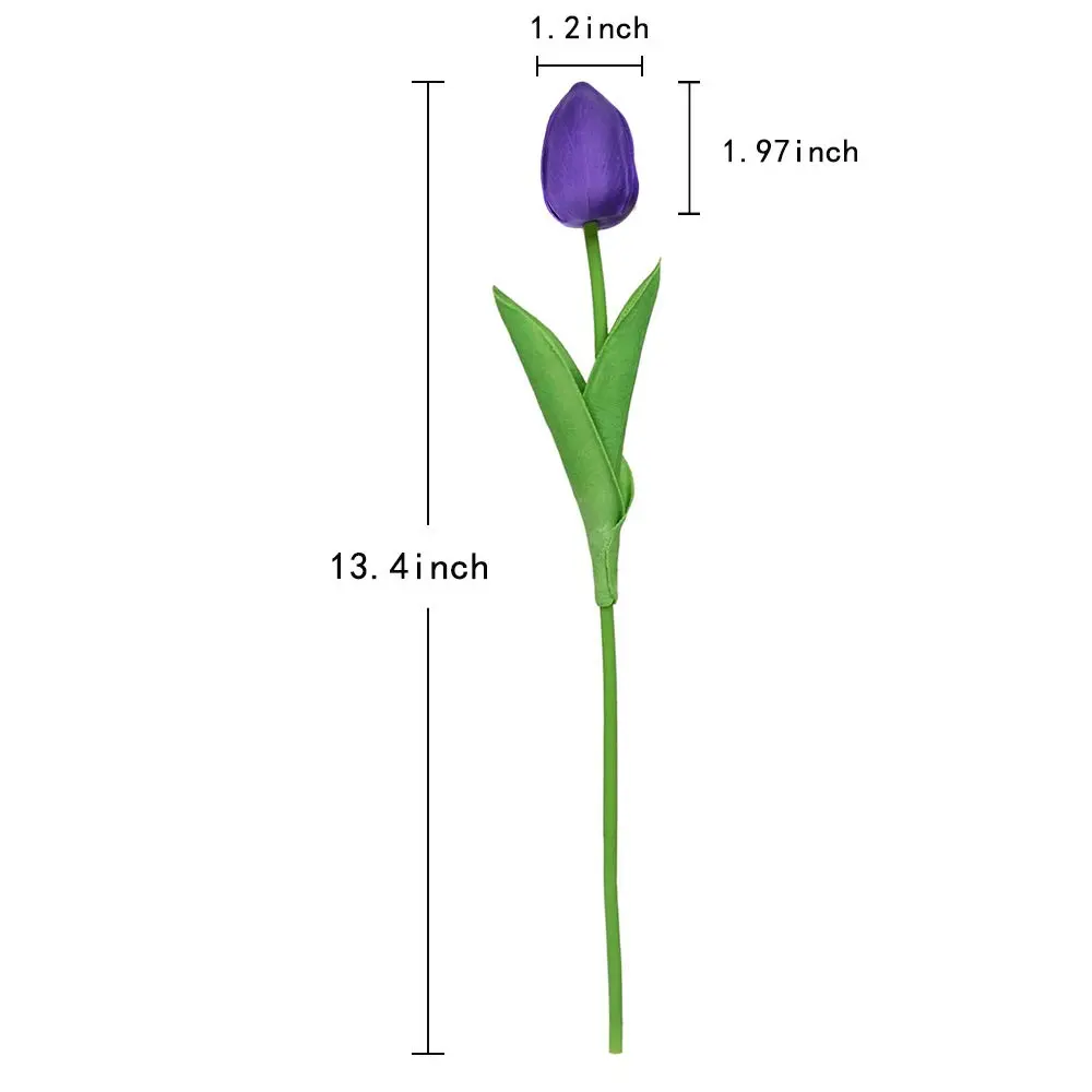 IPOPU Real Touch Purple Tulips 24PCS Artificial Flowers 34cm (13.4") | Lifelike Floral Arrangements for Home Decor - view 3