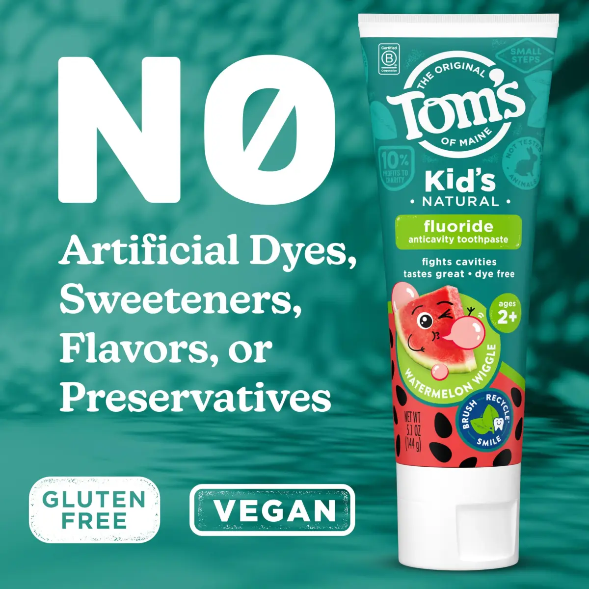 Tom's of Maine Natural Kids Fluoride Toothpaste Watermelon 156g (5.1 oz) 3-Pack | Anticavity Protection for Children - view 4