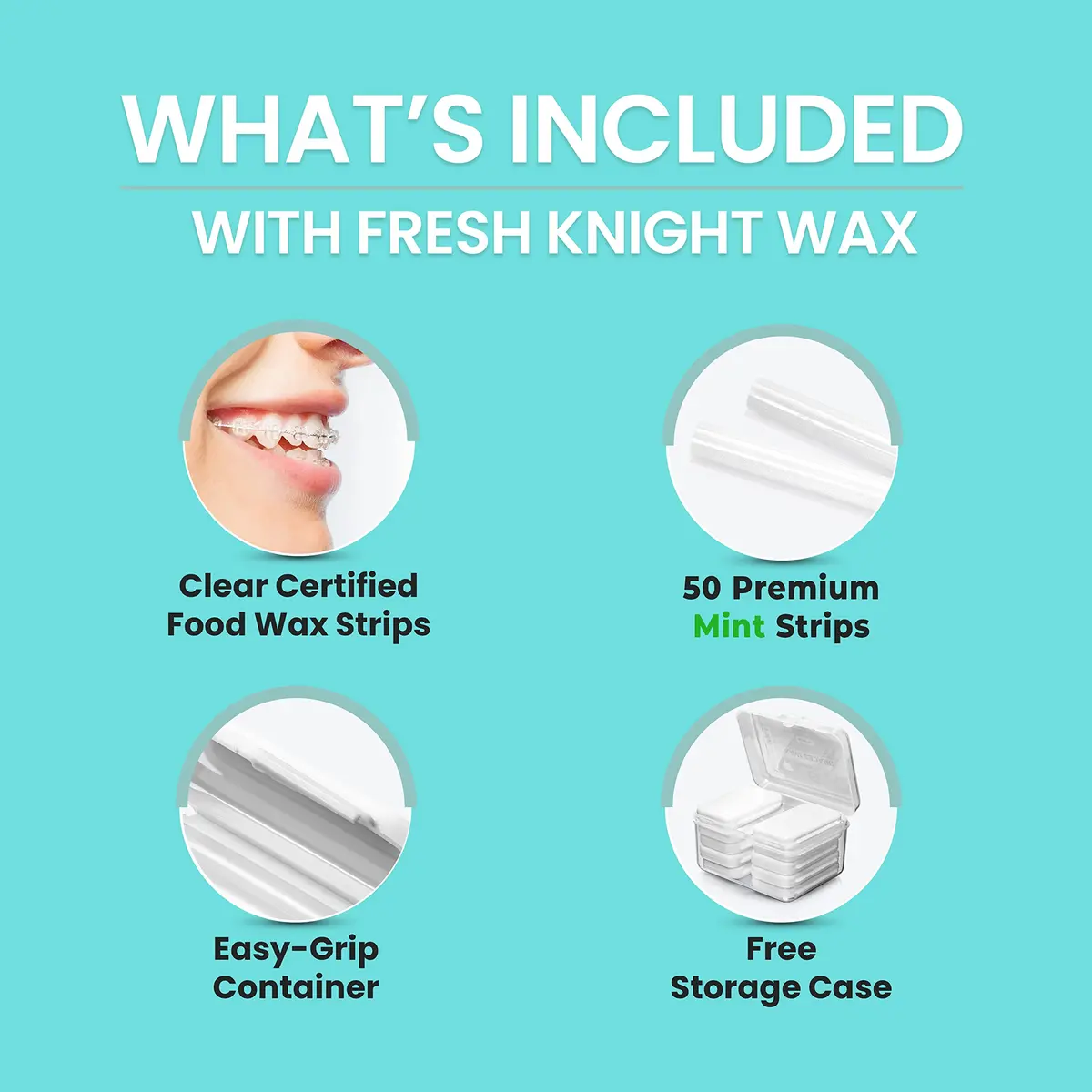Fresh Knight Orthodontic Wax Strips with Cases (Mint) - 50 Strips | Food Grade Wax for Braces & Aligners - view 3