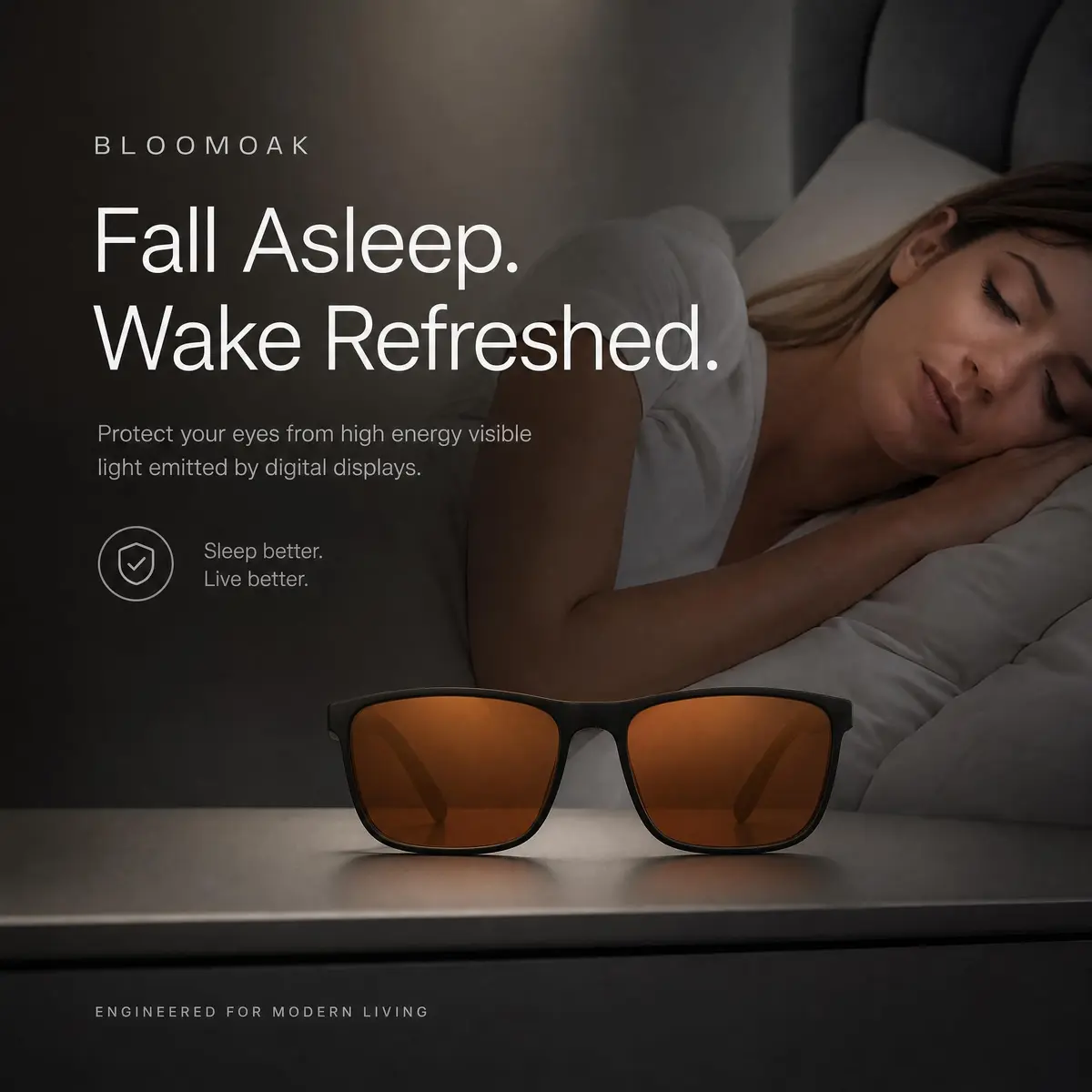 Bloomoak Amber Blue Light Blocking Glasses - Gaming & Sleep Aid - 145mm Arm, 58mm Lens Width | Filters 99% Harmful Blue Light - view 4