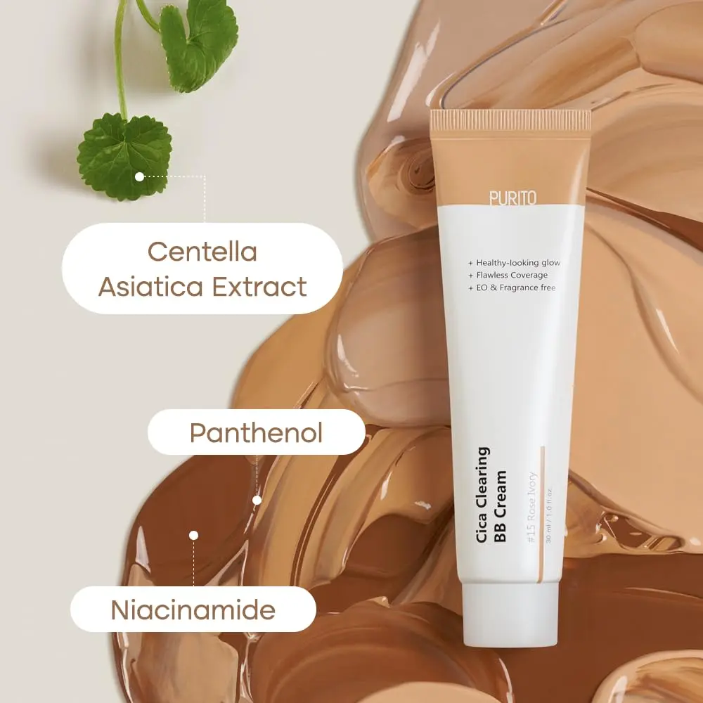 PURITO Cica BB Cream #15 Rose Ivory 30ml (1.01 Fl Oz) | Vegan & Cruelty-Free for Sensitive Skin - view 4