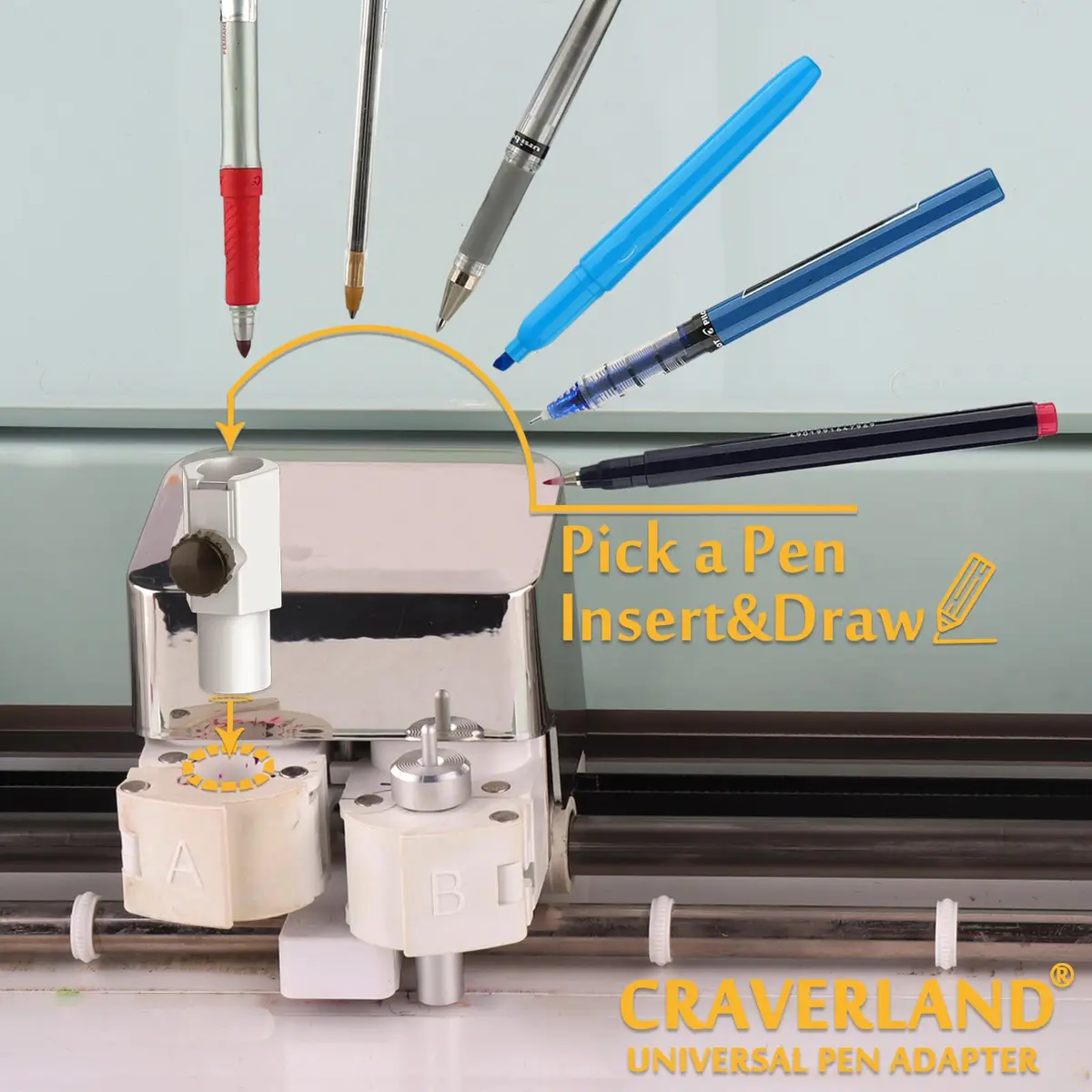CRAVERLAND Universal Pen Adapter for Cricut Maker 4 3/Explore 4 3/Air 2/Maker/Venture Cutting Machines | Fits Pens <0.5" Diameter - view 5