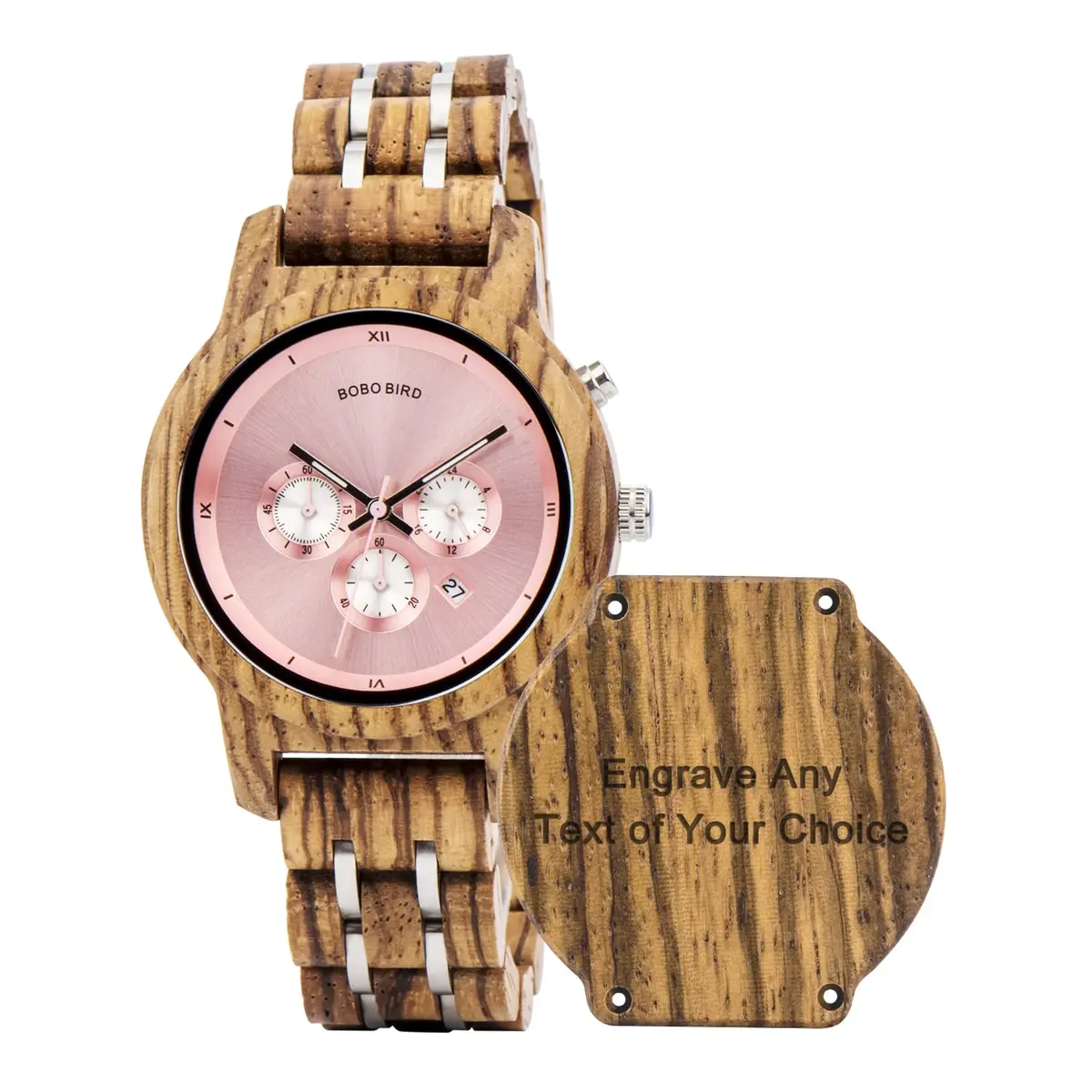 BOBO BIRD Women Wooden Watch Luxury Zebra Wood Quartz 40mm | Casual & Business Style - main product image