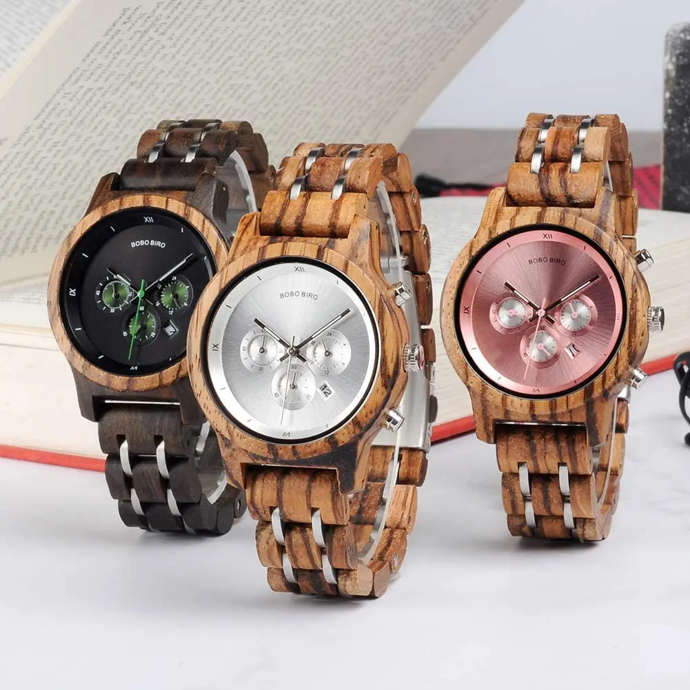 BOBO BIRD Women Wooden Watch Luxury Zebra Wood Quartz 40mm | Casual & Business Style - view 7
