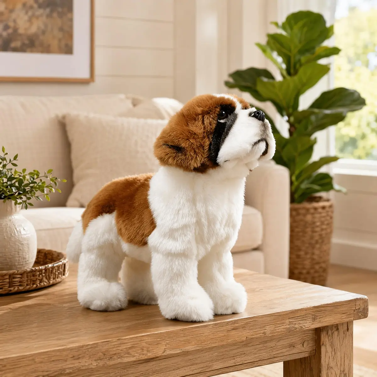 ZHONGXIN MADE Realistic Saint Bernard Dog Plush Toy 30cm (12") | ASTM-Tested, Non-Toxic, Safe for Kids 3+ - view 5