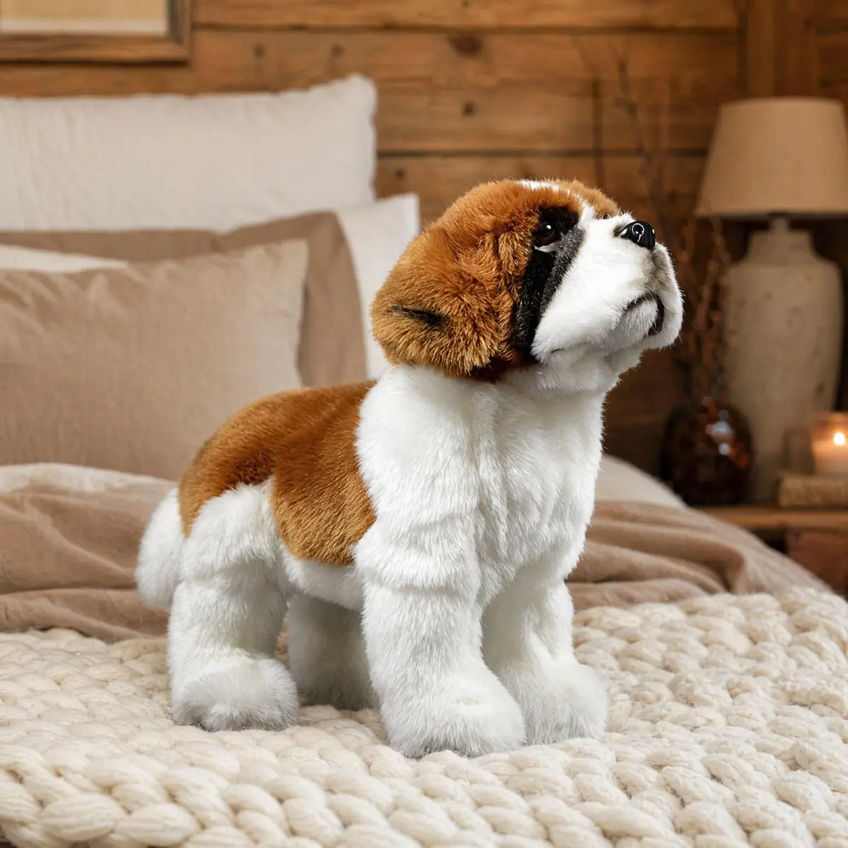 ZHONGXIN MADE Realistic Saint Bernard Dog Plush Toy 30cm (12") | ASTM-Tested, Non-Toxic, Safe for Kids 3+ - view 2