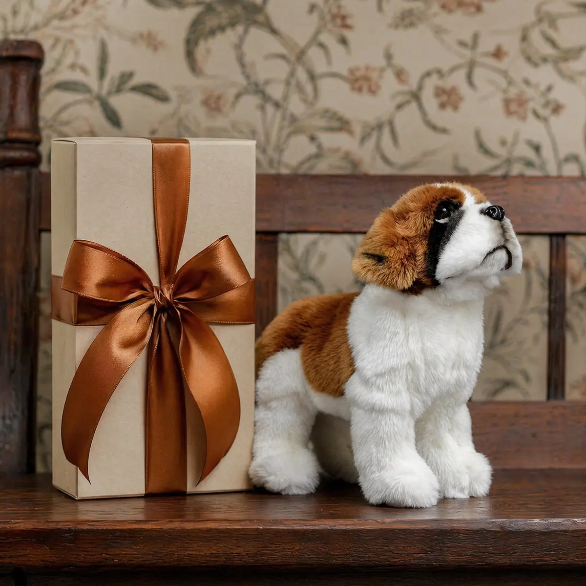 ZHONGXIN MADE Realistic Saint Bernard Dog Plush Toy 30cm (12") | ASTM-Tested, Non-Toxic, Safe for Kids 3+ - view 3