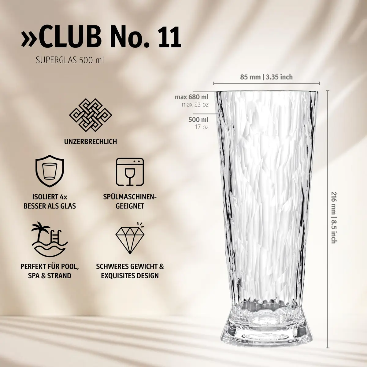 Koziol Superglas 500ml CLUB No. 11 Set of 2 | Insulating, Unbreakable Drinkware - view 2