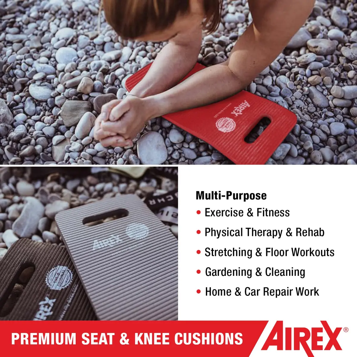 AIREX Premium Seat and Knee Cushion 16" x 16" Charcoal | Versatile Support for Yoga, Gardening & More - view 2