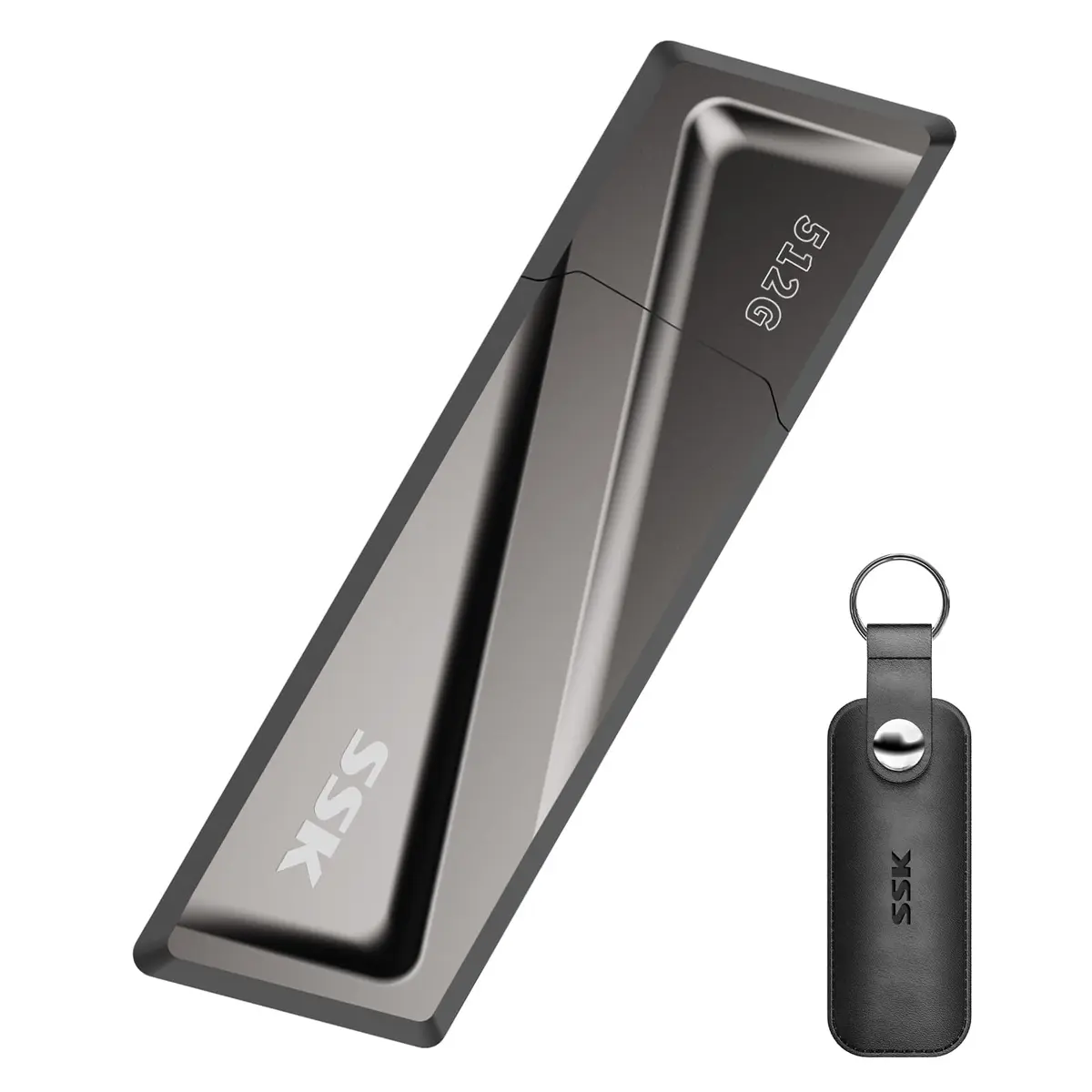 SSK 512GB USB 3.2 Gen2 External SSD Flash Drive 550MB/s Read Speed | USB-C Adapter Included - main product image