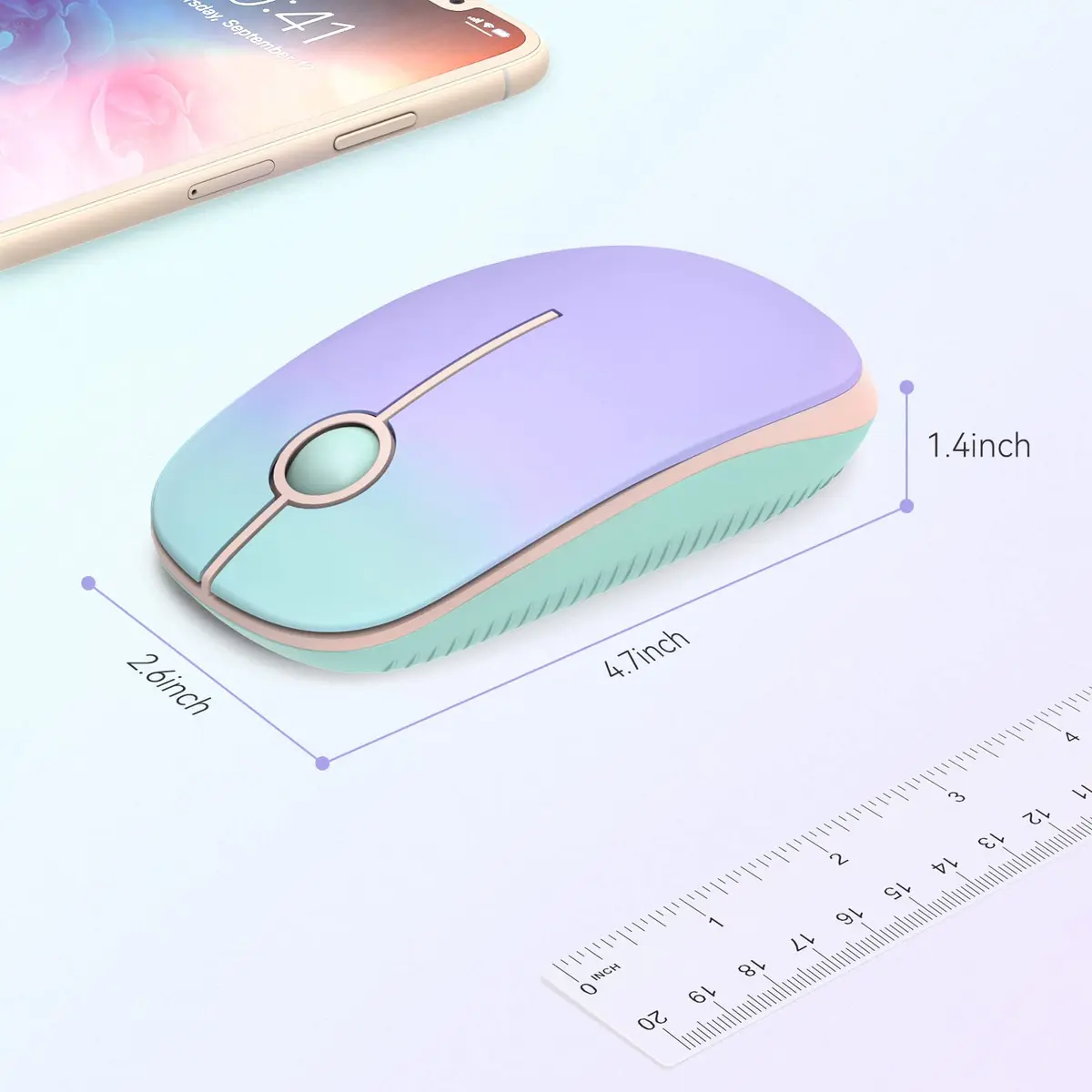 Unipows Wireless Mouse-2.4G Slim Portable Computer Mouse with Nano Receiver | 15.99 USD | 5M Clicks | Gradient Pink-Purple - view 6