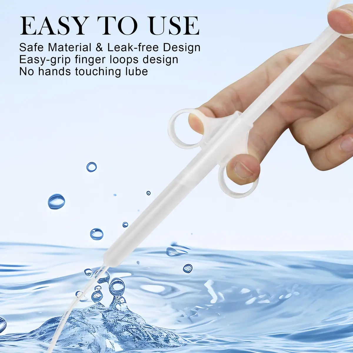 NEWJINDA Lube Applicator Syringe with Storage Bag, 2-Pack, 10ml Precise Scales, 6.5" Clear Red | Reusable Lubricant Tube Applicator - view 5