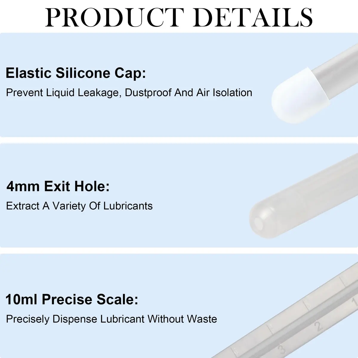 NEWJINDA Lube Applicator Syringe with Storage Bag, 2-Pack, 10ml Precise Scales, 6.5" Clear Red | Reusable Lubricant Tube Applicator - view 4