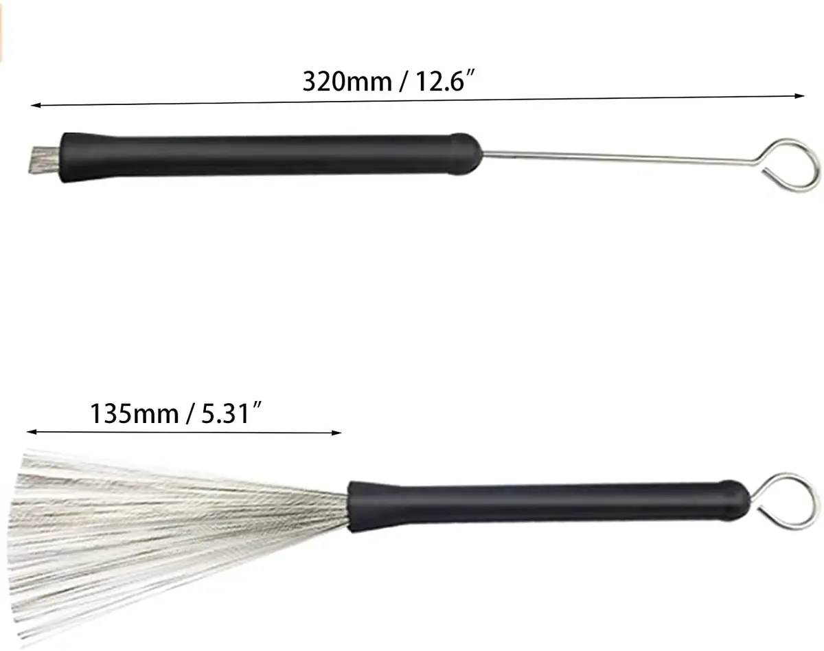 Jiayouy Retractable Drum Wire Brushes with Rubber Handle & Steel Wire, 320mm (12.5") | For Cajon, Jazz, Acoustic Drums - view 5