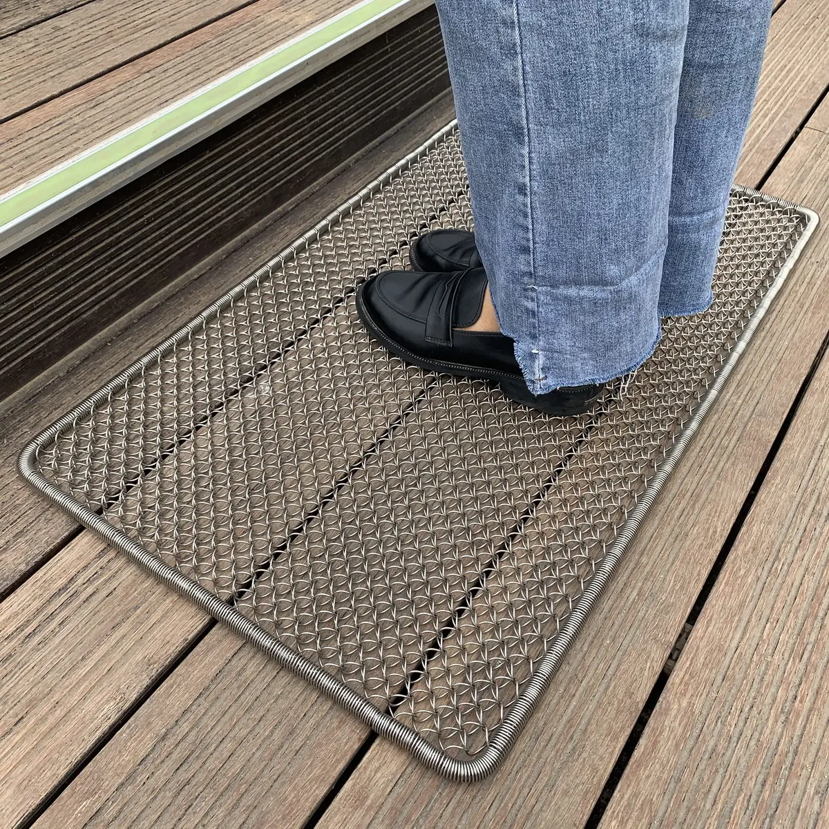 DAOMAER Metal Outdoor Entrance Door Mat, Waterproof, Odorless, Easy to Clean, All-Weather Heavy Duty Scraper Door Mat 47cm x 79cm (18.5"x31") | Stainless Steel Wire Mesh - view 3