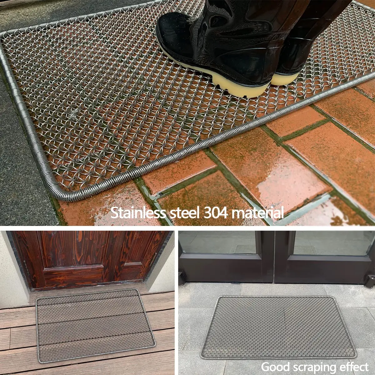 DAOMAER Metal Outdoor Entrance Door Mat, Waterproof, Odorless, Easy to Clean, All-Weather Heavy Duty Scraper Door Mat 47cm x 79cm (18.5"x31") | Stainless Steel Wire Mesh - view 4