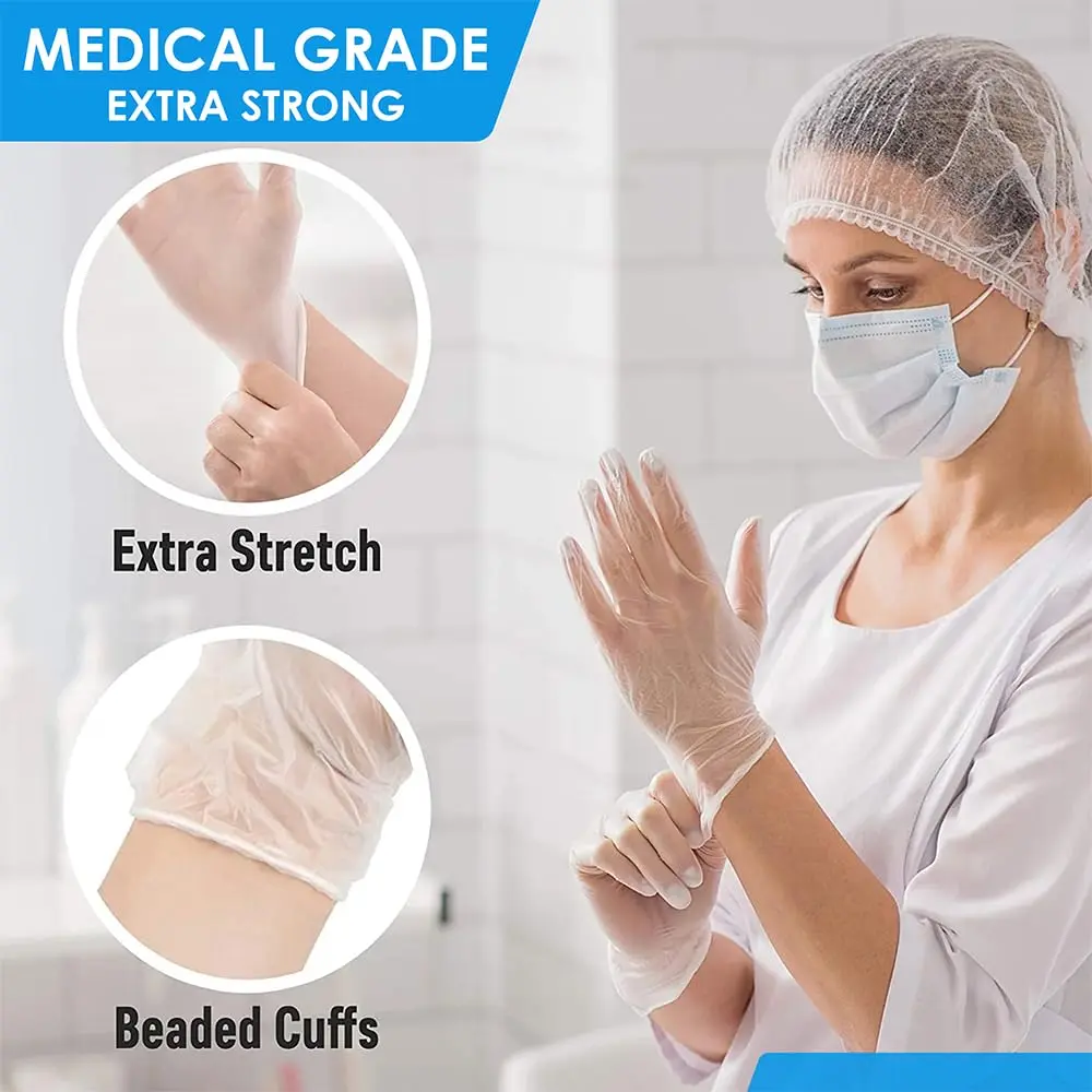 Primacare VG-2502 Vinyl Examination Gloves Large | Latex-Free, Powder-Free, 100 Gloves - view 2