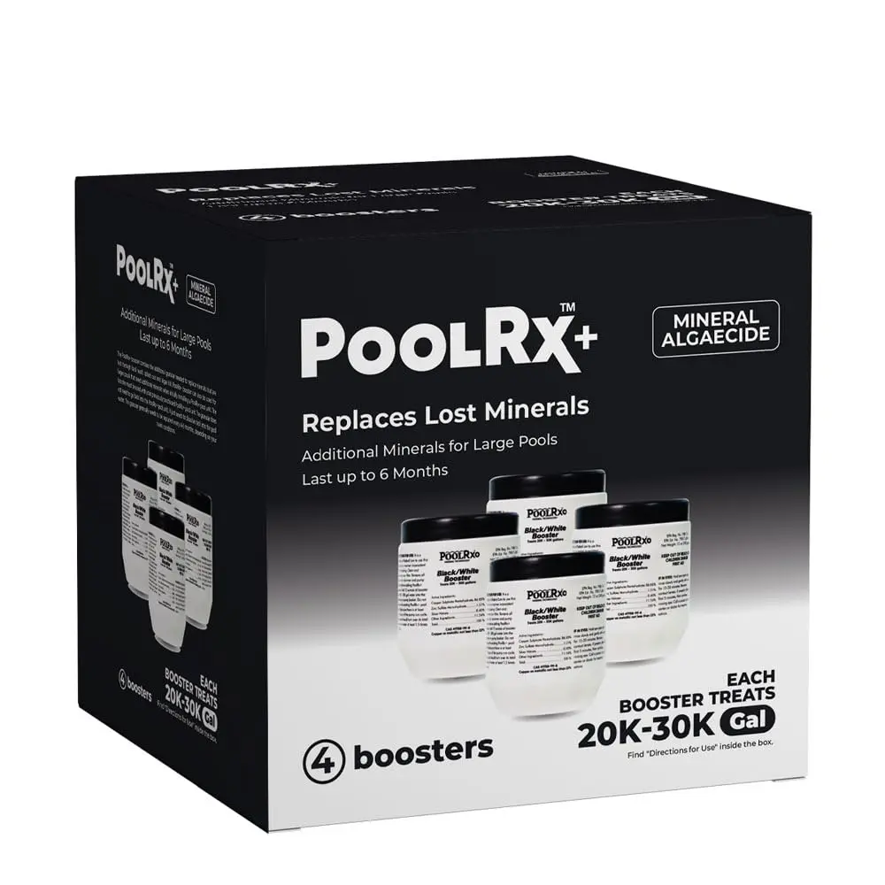 poolrx 4-Pack PoolRx+ Booster Black Swimming Pool Algaecide | Effective 6 Months, NSF Certified - main product image