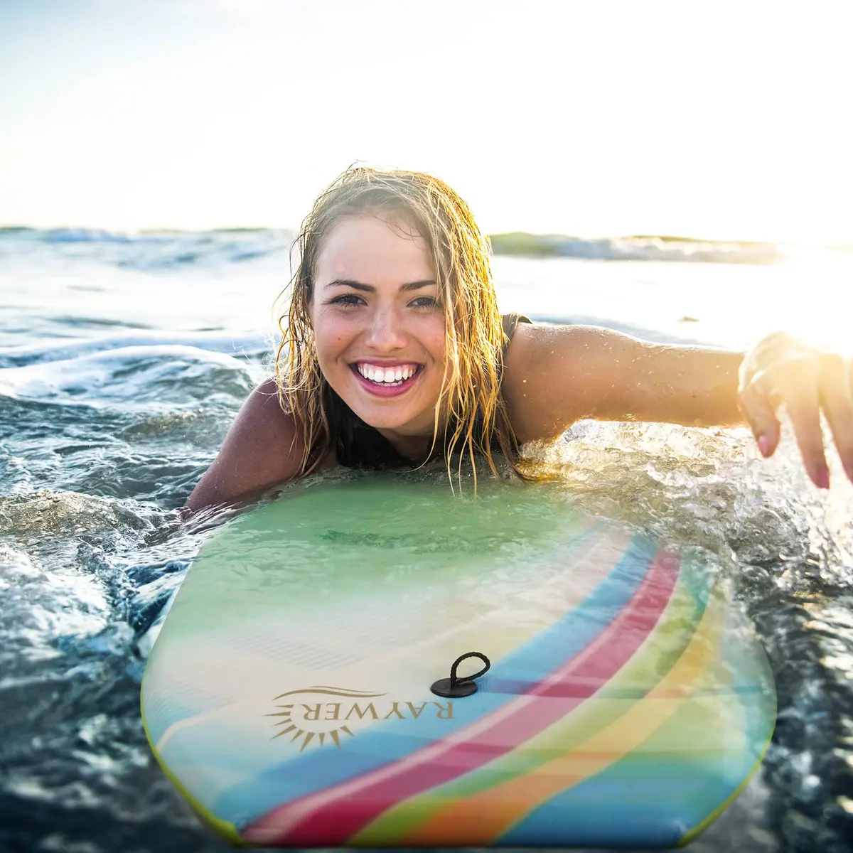 RAYWER Body Board Lightweight with EPS Core, HDPE Slick Bottom, Leash & Adjustable Wrist Rope, 41-INCH | Impact-Resistant Surfing for Kids & Adults - view 3