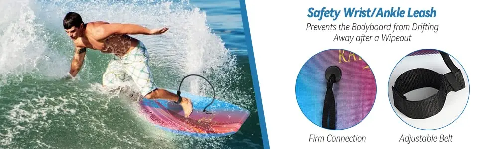RAYWER Body Board Lightweight with EPS Core 41-INCH | Impact-Resistant, HDPE Slick Bottom, Kids & Adults - view 9