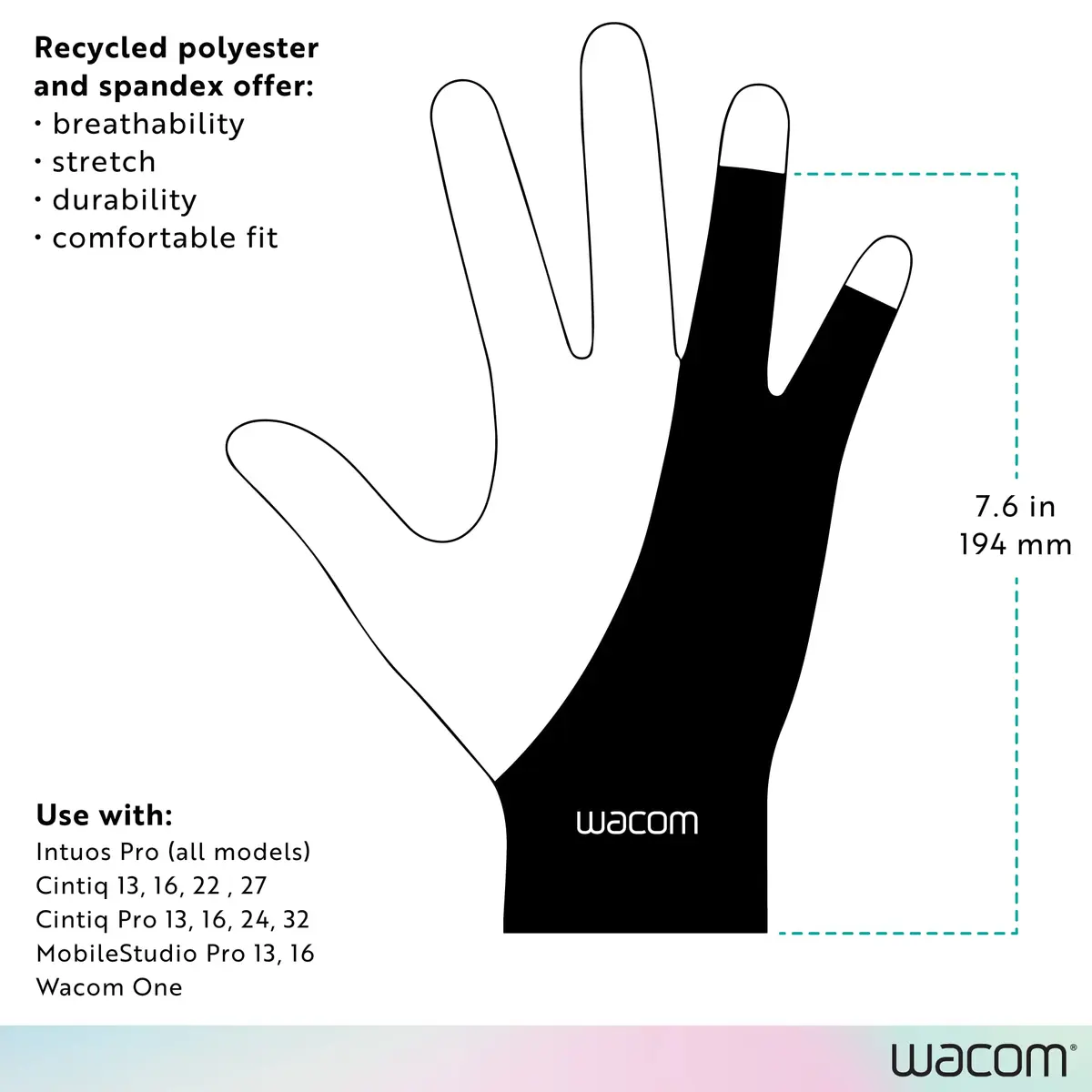 Wacom Artist Drawing Glove Black One-Size | Reduces Friction for Digital Art Creation - view 7