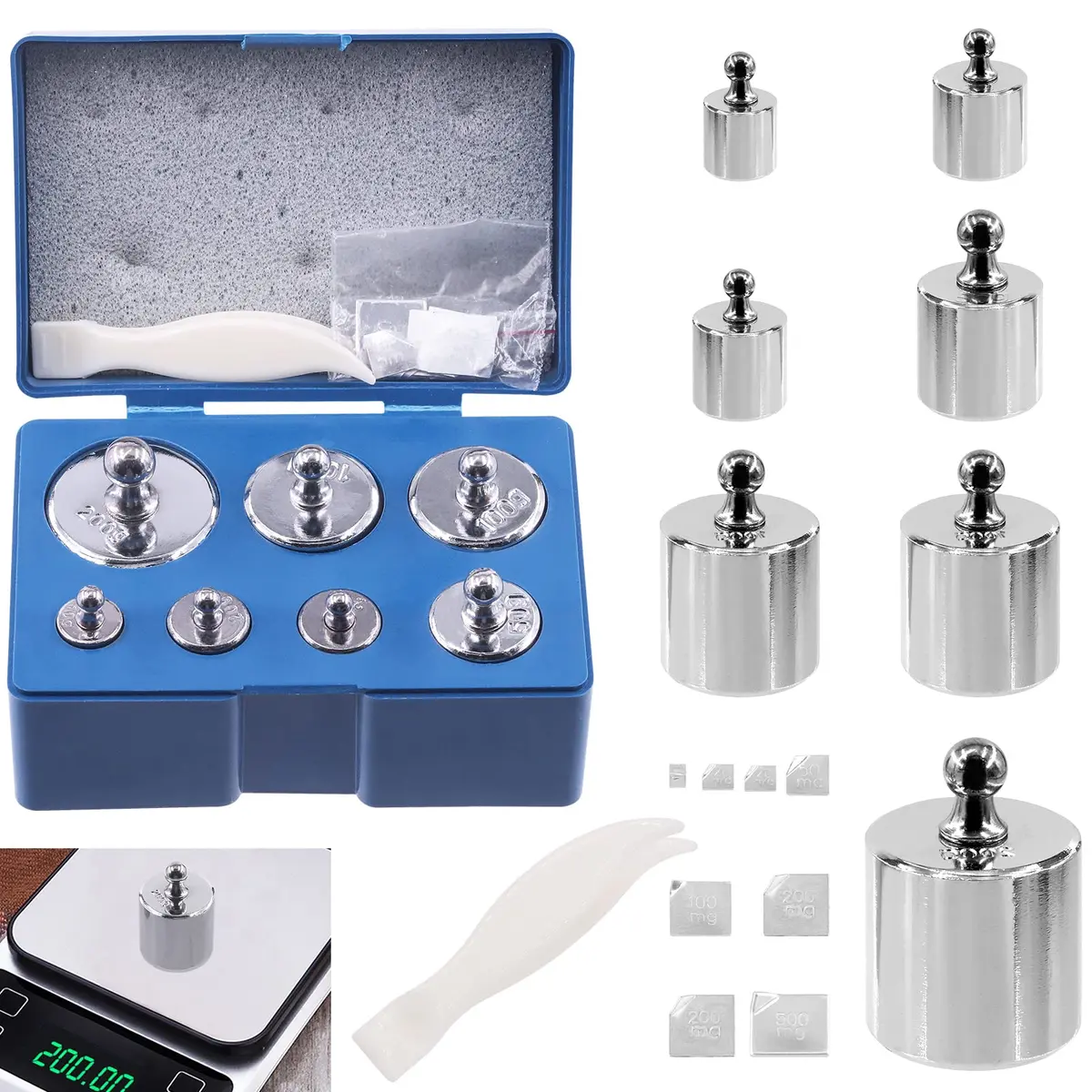 Rustark Precision Calibration Weight Set for Digital Balance Scale | Accurate Lab Weights (500g Set (Gram & Milligram)) - main product image