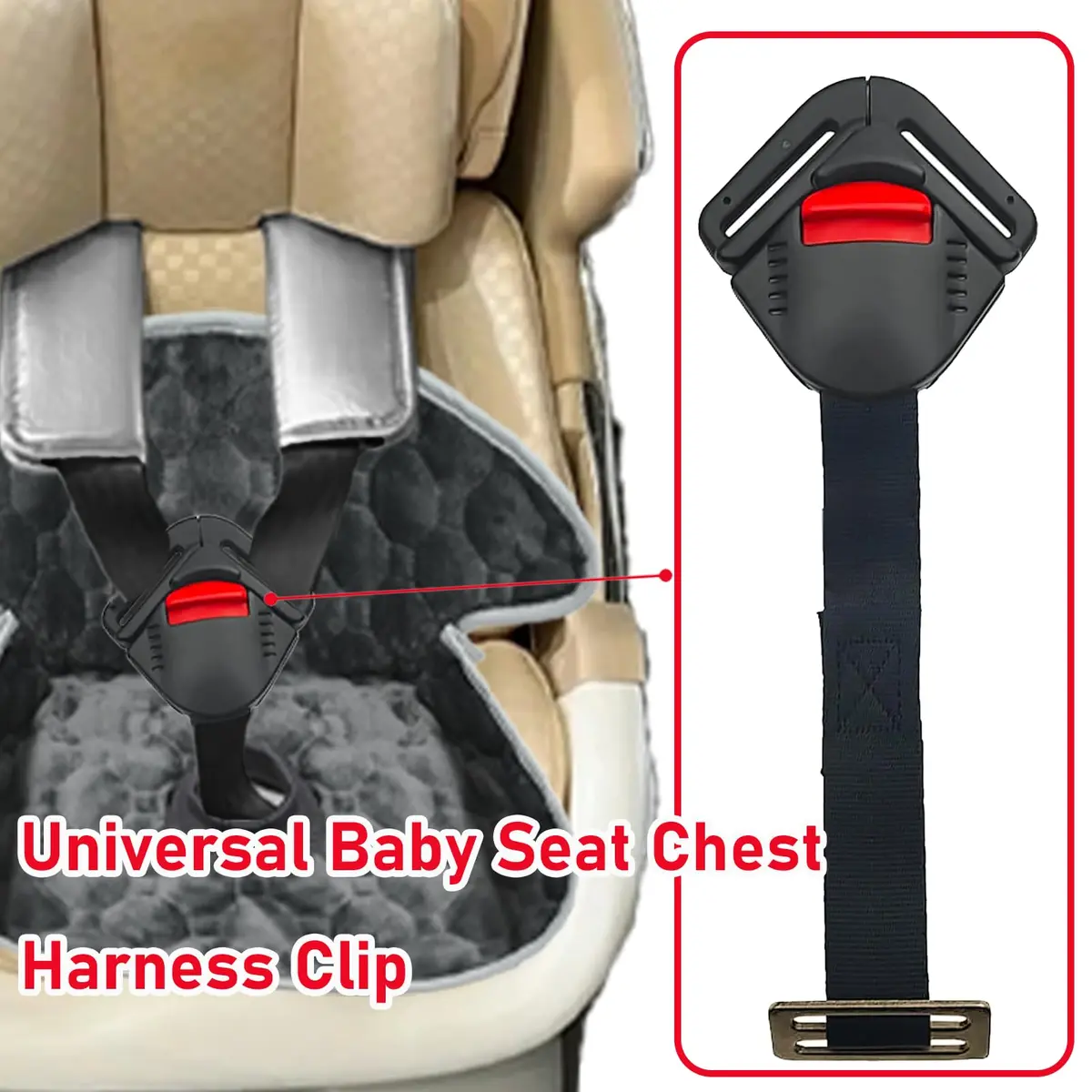 CaoXiong Universal Seat Chest Harness Clip Black | Secure 5-Point Harness for Baby Seats - view 6