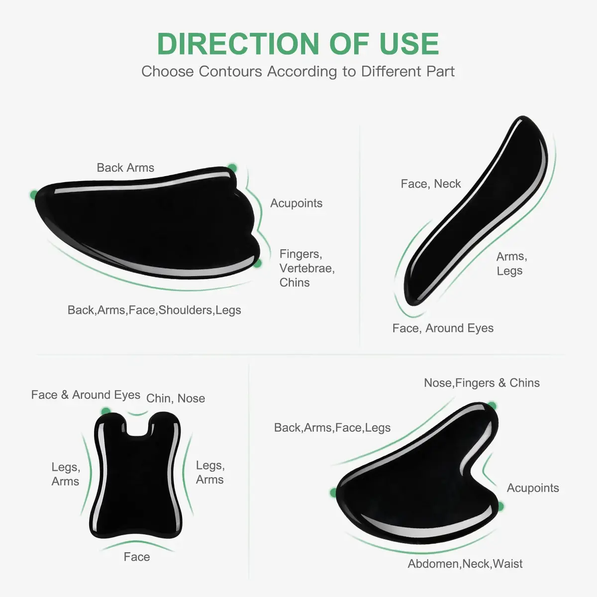 airogym Guasha Massage Tool, Natural Gua Sha Board, 4PCS for SPA & Therapy | Muscle & Facial Care - view 2